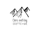 Rustic Wedding themed custom rubber stamp mountains save the date stamp