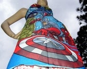 Avengers Sundress OOAK Upcycled Marvel Hero Dress Ironman Captain America Thor Hulk M L XL XXL