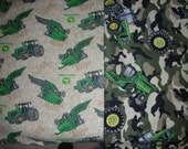 John Deere Cotton Fabric 1/2 yard flannel and 1/2 yard cotton new