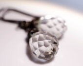 Lumiere Earrings Crystal and Oxidized Sterling Silver Wire Wrap April Birthstone