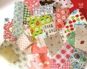 Mini Fabric scrap bag, mixed brights, japanese, retro and many more fabrics 30 pieces