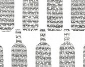 Mary Lake-Thompson, Vineyard Collection, Wine Bottles Text White Fabric - By the Yard