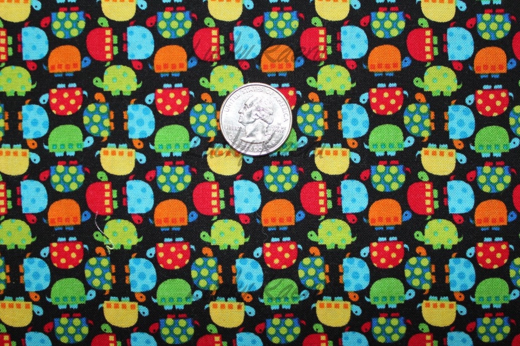 Timeless Treasures, Tiny Turtles Black Fabric - Half Yard
