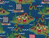 NEW Michael Miller Vikings Turquoise Fabric - By the Yard