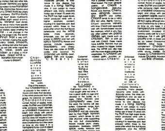 Mary Lake-Thompson, Vineyard Collection, Wine Bottles Text White Fabric - By the Yard