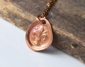 Etsy, Fleur de Lis Wax Seal Necklace, Copper Metal Clay, Precious Metal Clay, Copper Necklace, Etsy Jewelry, Jewelry