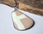 Enamel, Enamel Necklace, Cross Necklace, Etsy, Christian Necklace, Light Brown and Cream Enamel, Enamel on Copper, Copper Enamelled