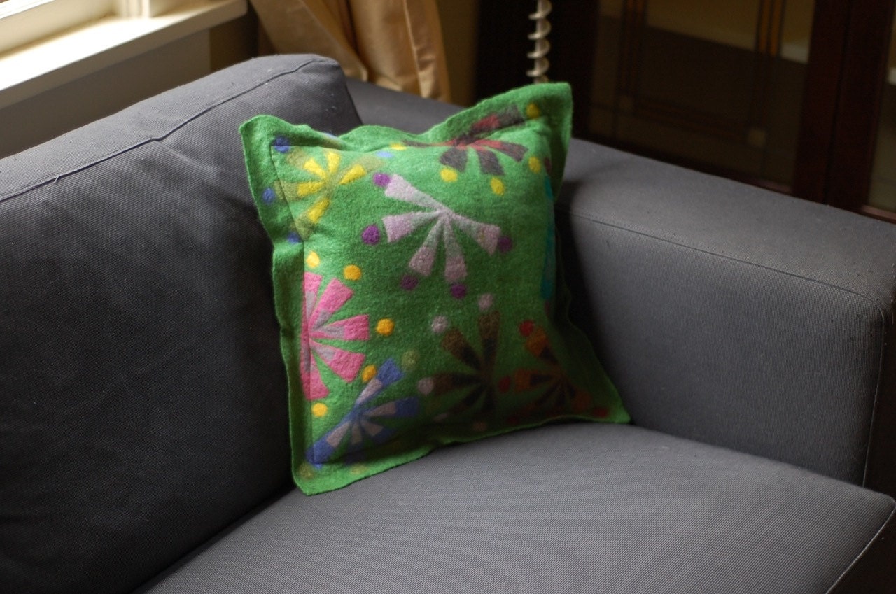 green fan pillow