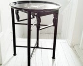 vintage black laquered Asian side table, serving tray ,mother of pearl inlay