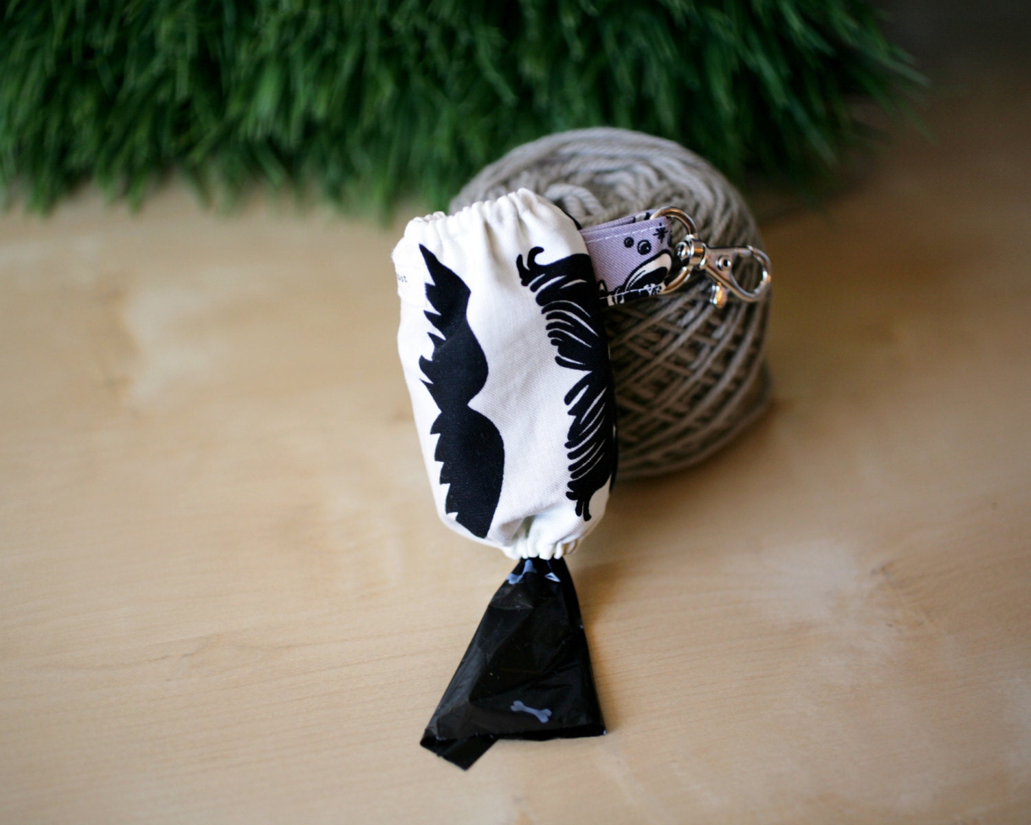 Dog Leash Bag Holder - Mustache Print