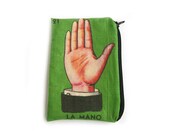 LA MANO "The Hand"  Mexican Loteria Zipper Pouch
