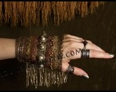 Metallic Beaded Fringe Swami Cuff by Louise Black