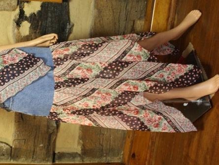 Long Pixie Skirt  Boho Gypsy Skirt OOAk Upcycled Denim Hippie Clothes