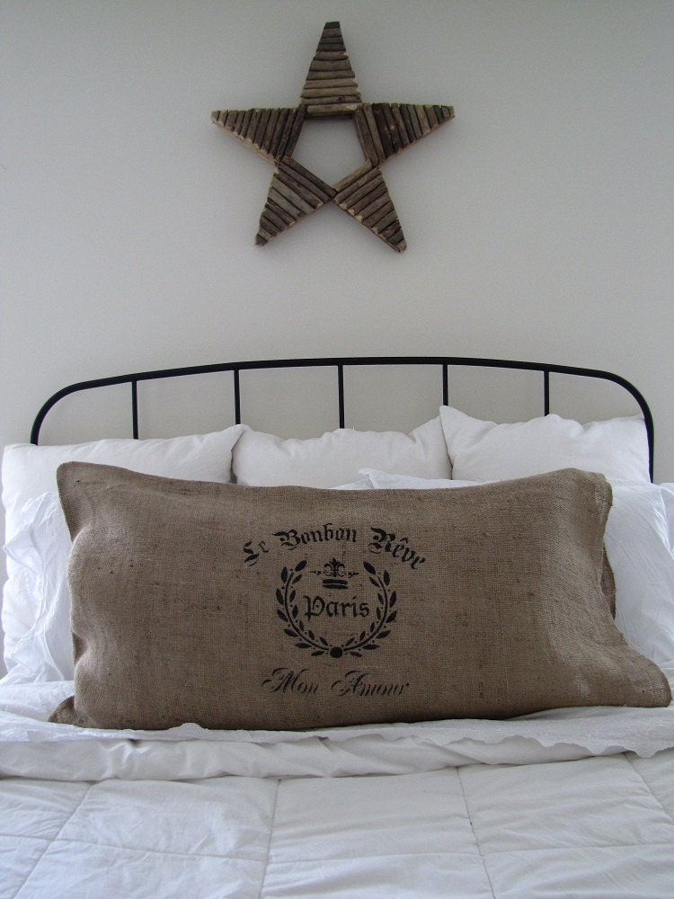 ONE French Quarter Burlap Bed Pillow slip Case/Sham..., size KING or Standard