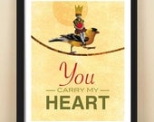 Childrens art, retro poster, typography, motivational, 8x10, inspirational, wall decor, quotation, You Carry My Heart