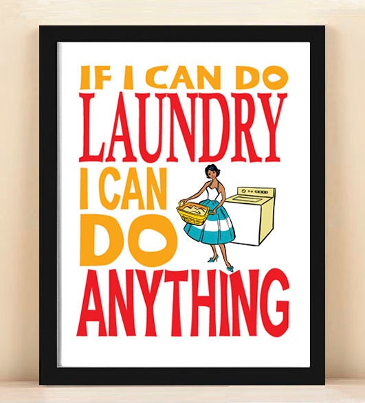 African American/Black poster, laundry room, 8x10, inspiration, 50s wall sign, retro poster, washing, If I Can Do Laundry