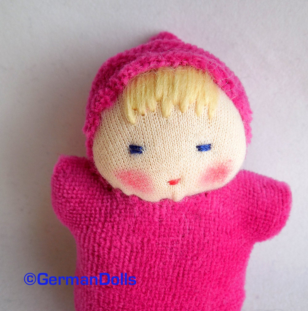 GermanDolls Pink Pocket doll, Miniature waldorf Baby, Easter basket treat