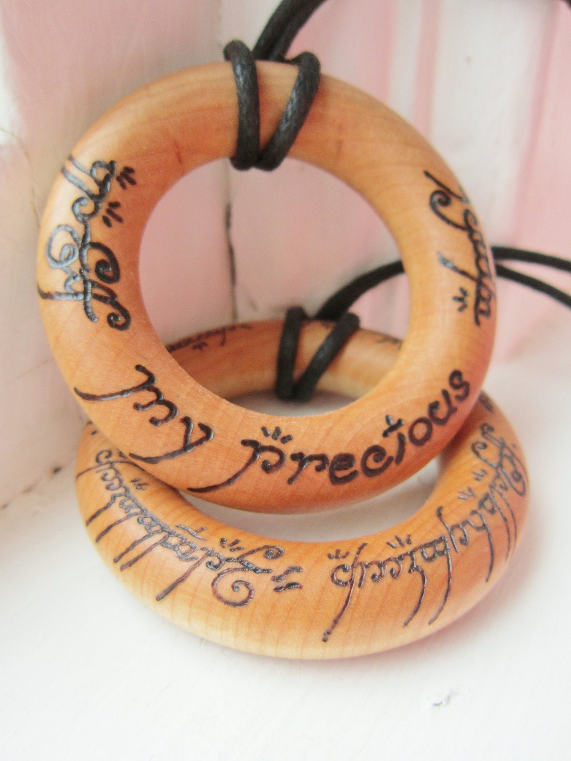 My Precious (teething) Ring:  LOTR Lord of the Rings natural wood teething nursing necklace