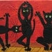 Original ACEO Yoga Cat Painting - Cats Doing Yoga in a Red Room - ACEO Original