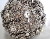 Lillybuds The Opulence Silver and Pearl Wedding Brooch Bouquet.
