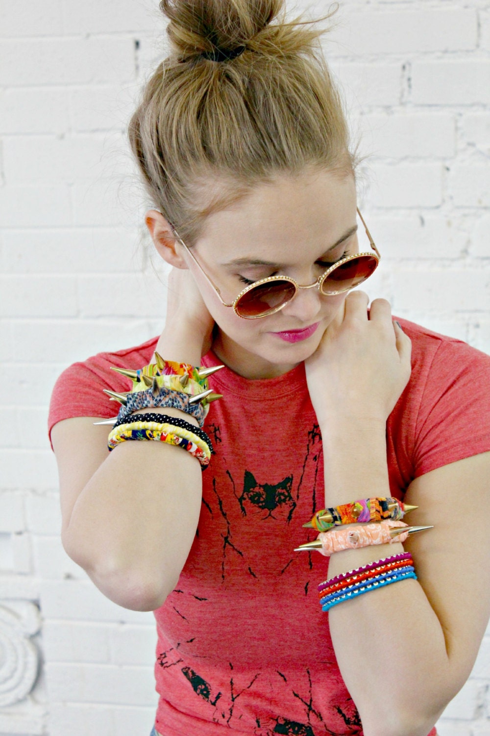Studded Fabric Wrapped Cuff Bracelet