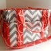 Extra Large Diaper bag Made of Chevron Fabric / Persimmon  Orange Color Fabric