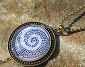 Purple Swirl Mosaic Art Print Pendant Necklace