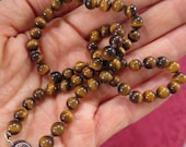 ON SALE Vintage Tiger Eye Good Luck and Insight Beaded Necklace