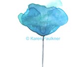 Art, Print, Giclee Print of Watercolor Painting: Aegean Blue Flower