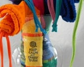Keep Calm and Carry Yarn Larger Sized Project Bag Wristlet Pouch ONE Repurposed Tee Shirt Sleeves NOT lined
