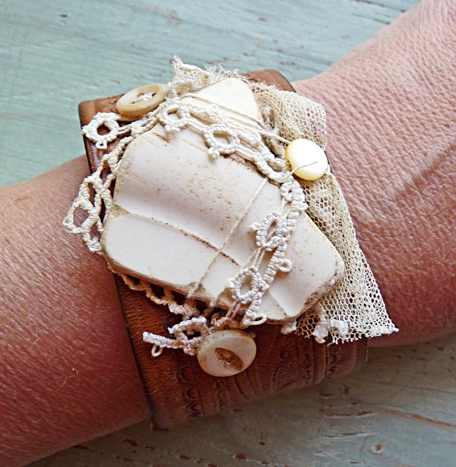 heart river shard leather cuff