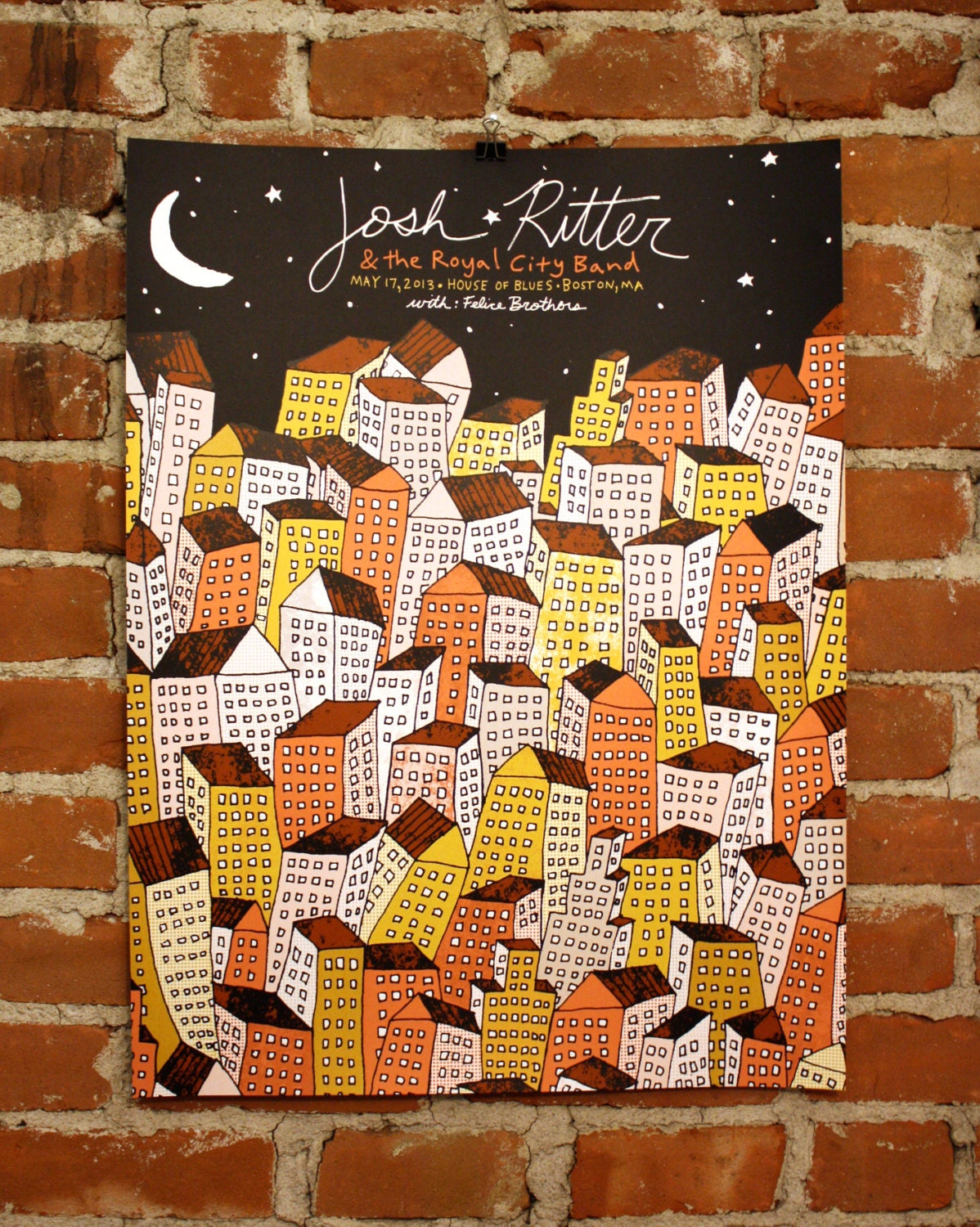 Josh Ritter- Boston- Hand-Printed Poster