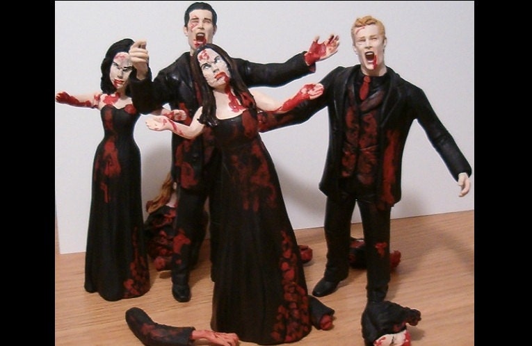 Set of 4 Zombie Figurine Cake Toppers - Your Choice - Custom Figure Sculpture Commission
