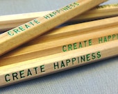 Create Happiness 6 Pencil pack in Natural Wood. Made in USA.