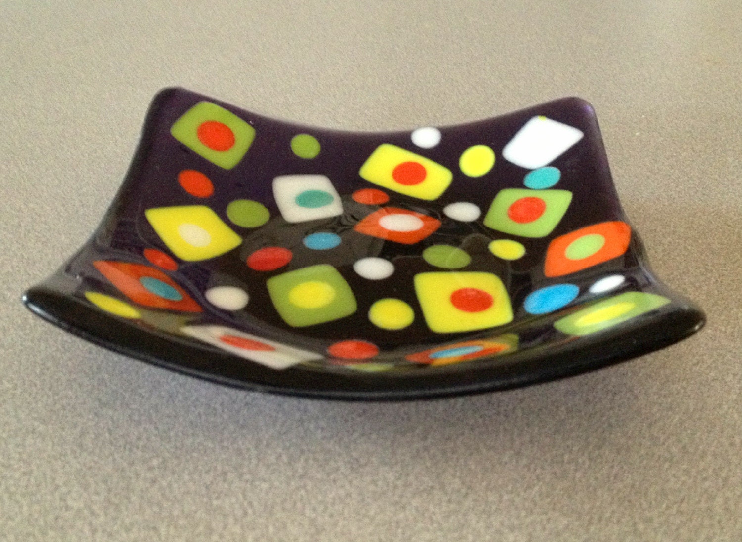 Small Glass Dish - Purple Party Time