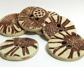 Handmade Ceramic Stoneware Buttons - Flower Parts Blood Red