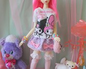 Fairy Kei Polka Dot MINI Skirt Purple and Pink for YoSD SlimMSD Minifee Raspberry Cute Lolita BJD Doll