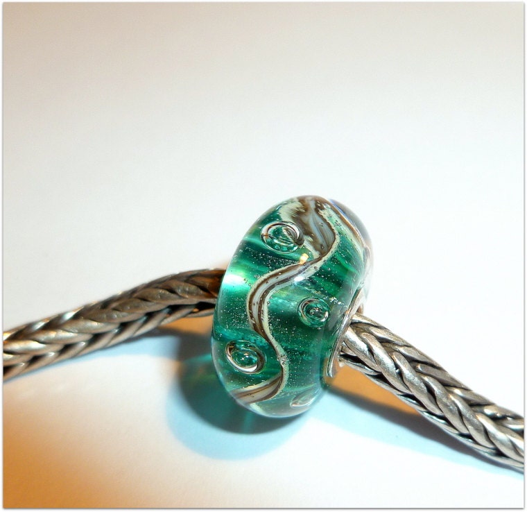 Luccicare Lampwork Bead - Ocean Bubbles -  Lined with Sterling Silver