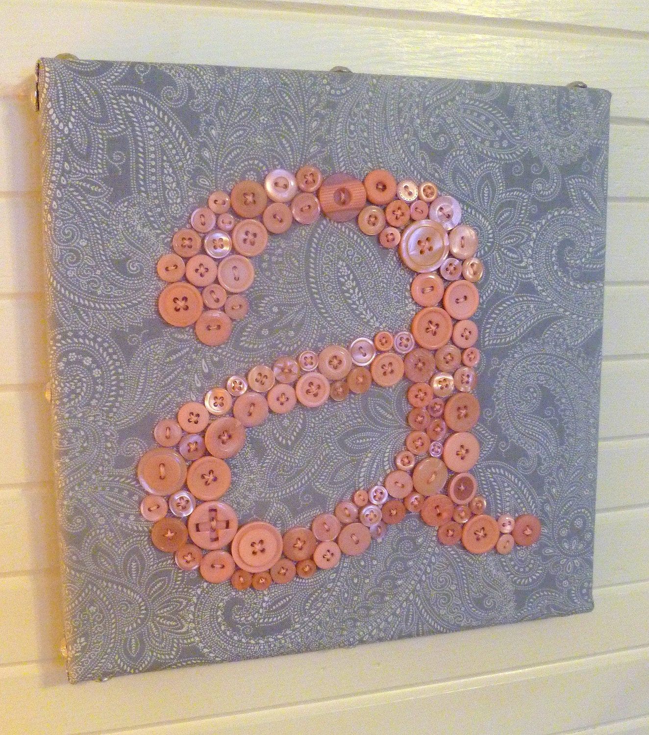 Baby Nursery Button Monogram Letter Wall Art on 10"x10" Canvas -- by Letter Perfect Designs