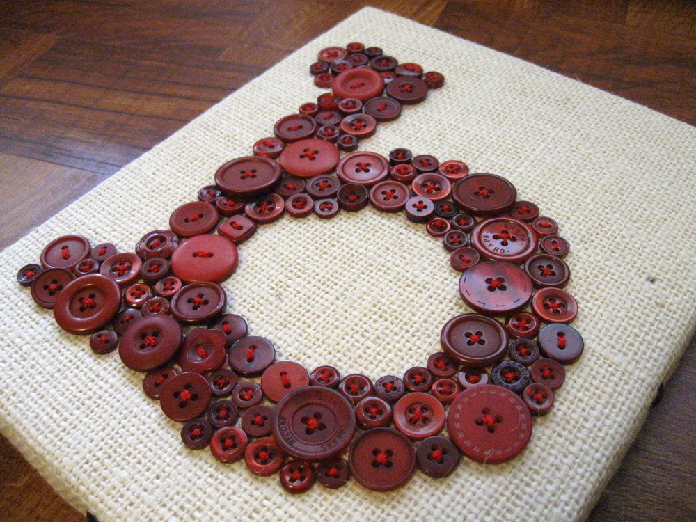 Personalized Button Letter Monogram on Burlap Canvas -- Wedding, Baby Shower, Housewarming Gift -- Custom Design Your Own