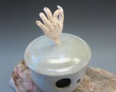 Powder Blue Garlic Keeper Unique Pottery Wheelthrown Hand Me The Garlic Please