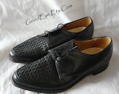 50s Mens Oxford Shoes sz 10 .5 Open Weave Leather John Roberts Black 1950s  Eur 43 UK 9 .5