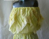 Vintage Cotton Mexican Dress Pintuck Lace FIESTA small Yellow Summer size 4 6 8 10