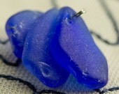 Sea glass Beach Glass Drilled, beach found for jewelry making, beach glass 3 Cobalt Blue