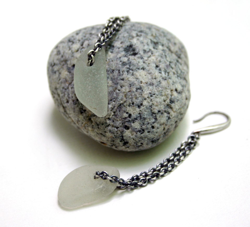 Seaglass Sterling Silver Chain Earrings - I Sea