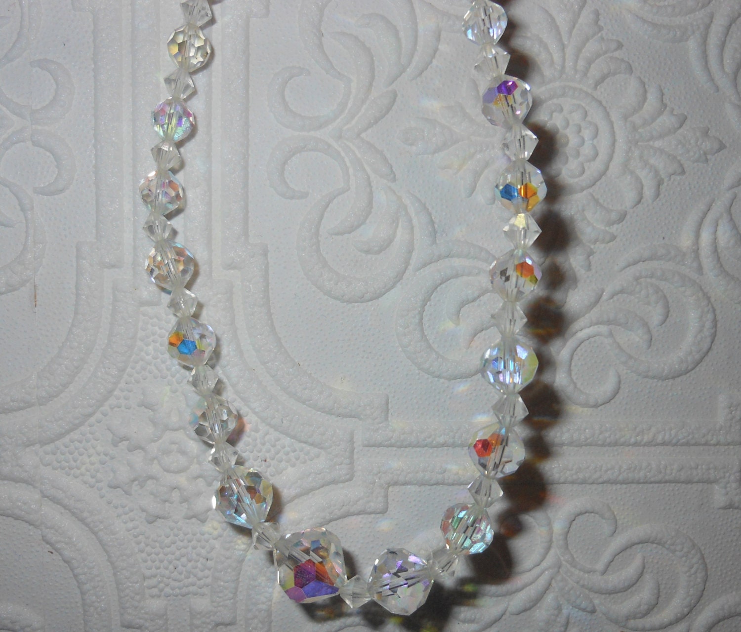 vintage choker necklace glass aurora borealis