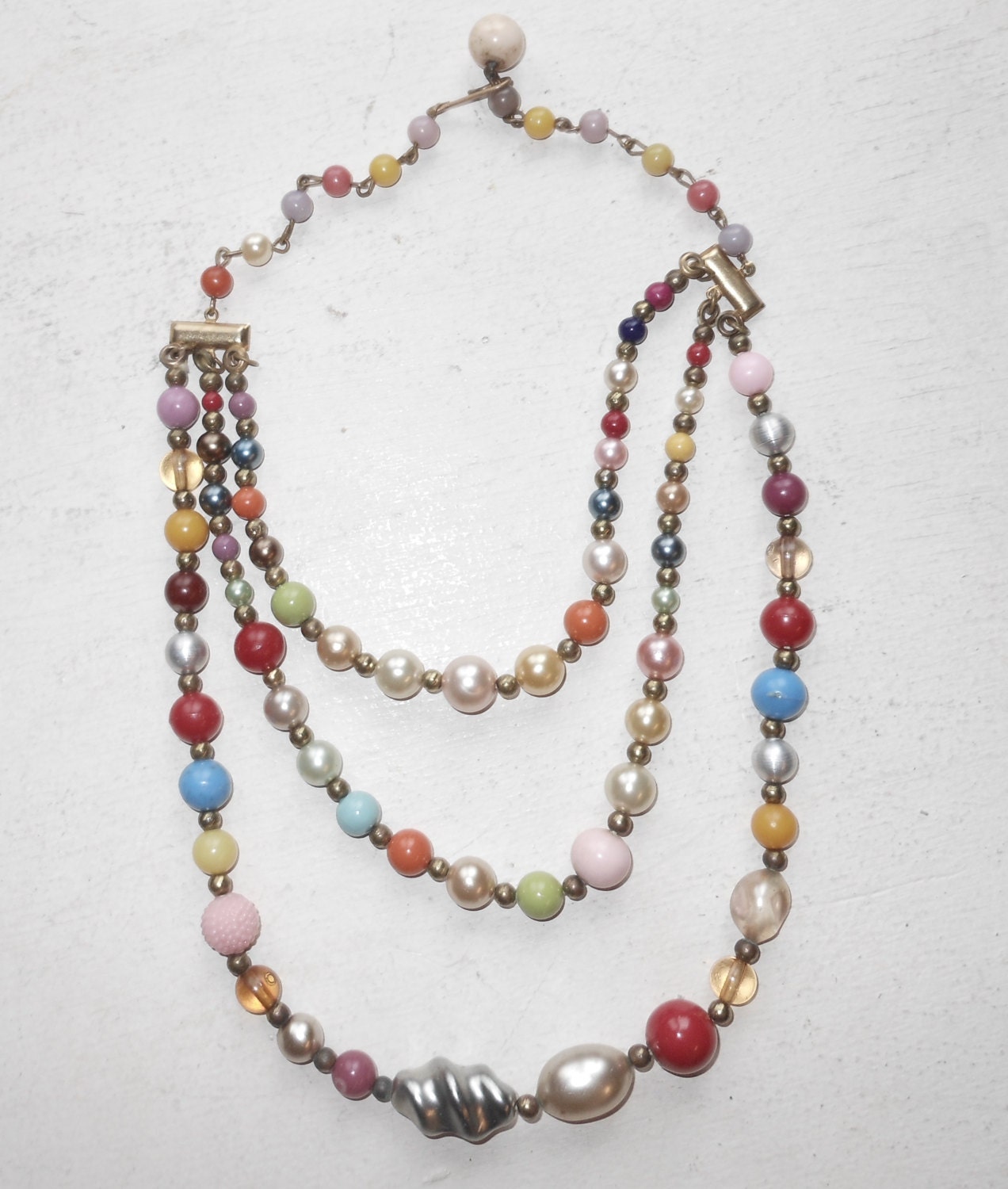 vintage 1950s  bead choker composition bead necklace
