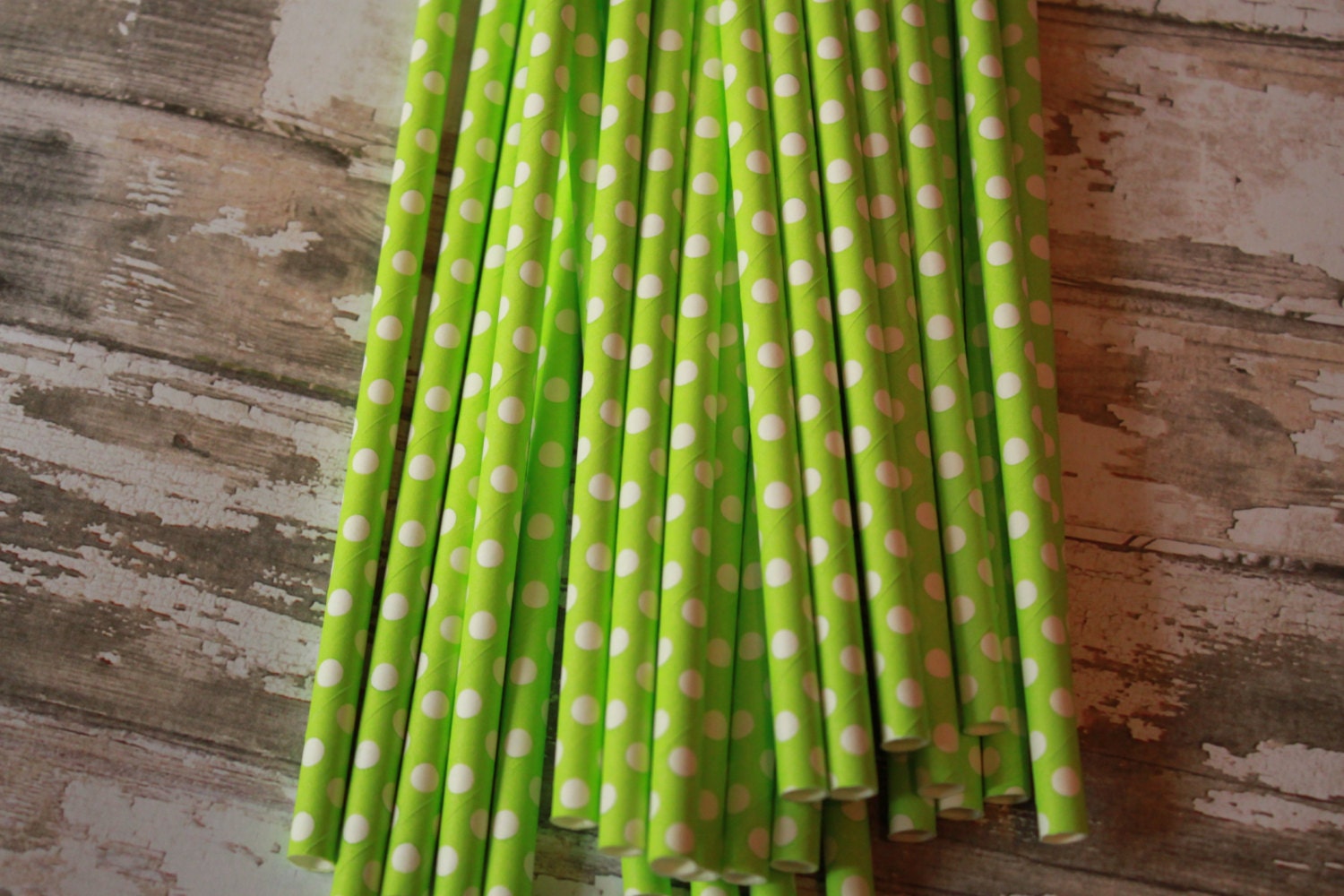 25 Lime Green Mini Dots Party Straws -- Lime Green Paper Drinking Straws Il_170x135