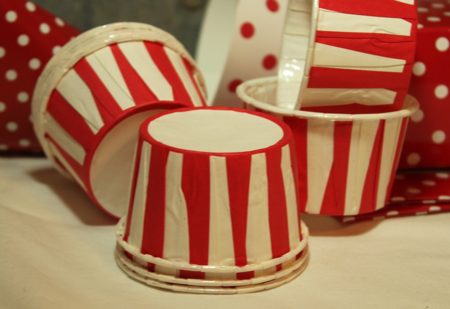 Red Stripe Paper Candy Cup - Dessert Cups - Ice cream cups - Nut Cups - Portion Cups Set of 12 Il_570xn