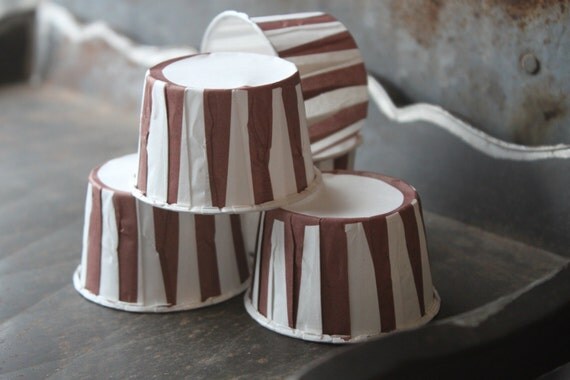 Brown Stripe Paper Candy Cup - Dessert Cups - Ice cream cups - Nut Cups - Portion Cups Set of 12 Il_570xn